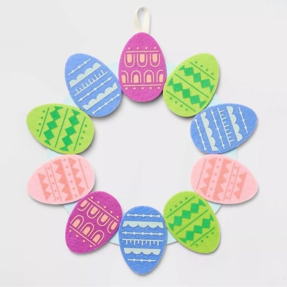 Target Spritz Felt Colorful Egg 14" Wreath Hanging Decor & EASTER tabletop sign - Picture 3 of 8